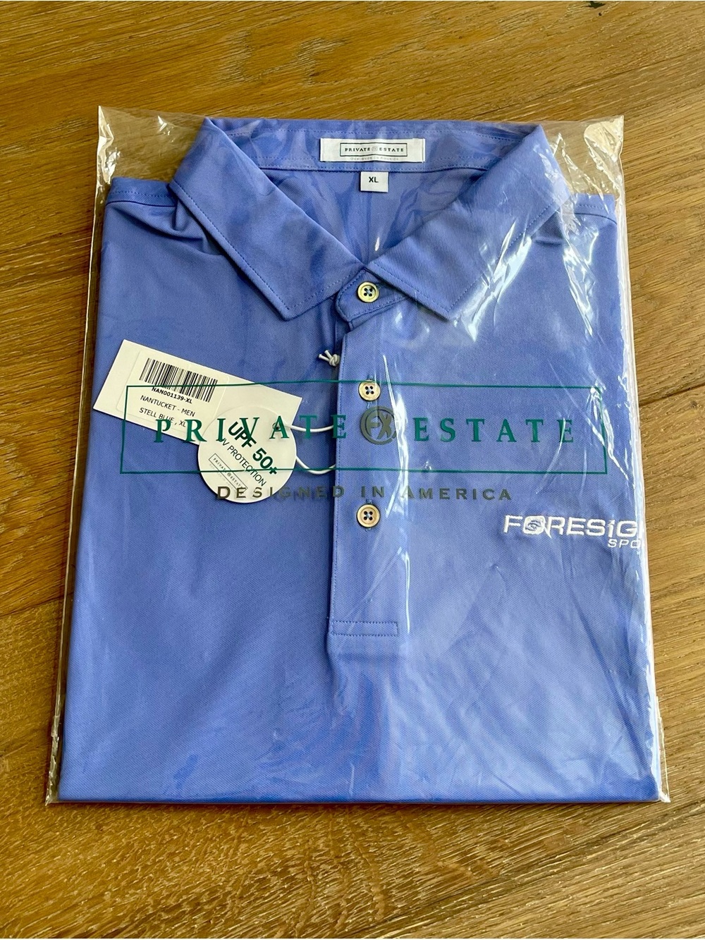 Men's Steel Blue Nantucket Private Estate Polo Shirt - Foresight Sport Detail